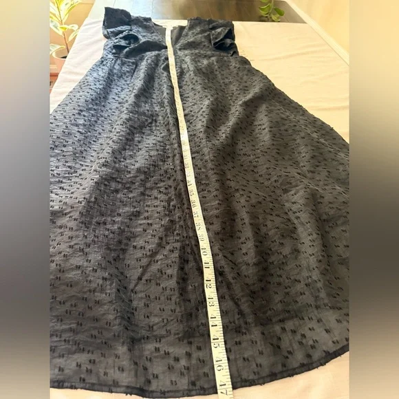 Chelsea 28 Ruffle Cap Sleeve Organza Midi Dress Large Black - Picture 13 of 13